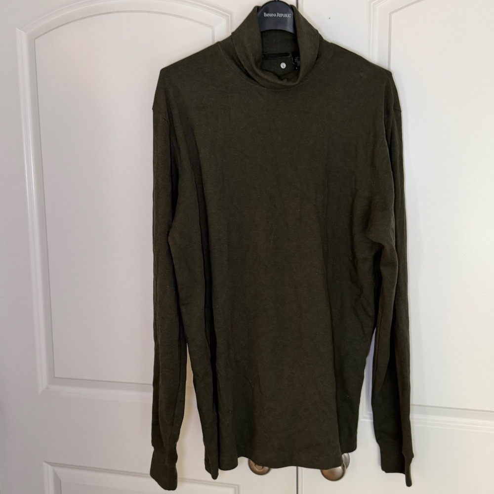Croft & Barrow Mens Olive Green Cotton Turtleneck Sweater Size Large Tall LT